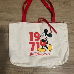 1971 Mickey Mouse Lined Canvas Tote Bag, Vintage Disney World SOME FLAWS